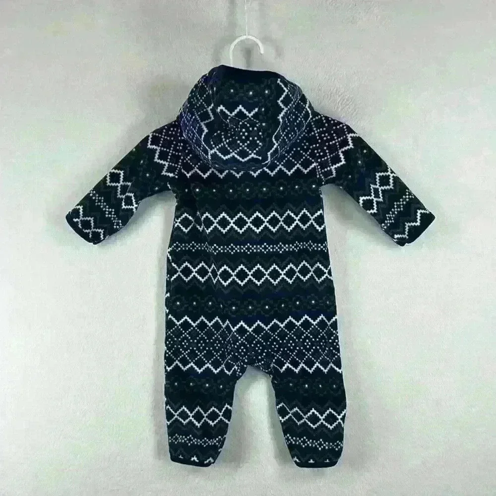 Lot (2) Nordstrom Baby/Carters Baby Snowsuits One Piece Sz 6 months Blue/White